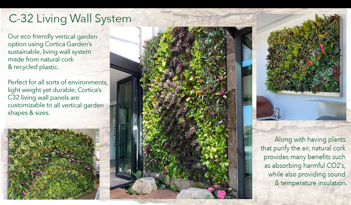 Cortica Living Wall System. Vertical Garden Solutions provides tropical living wall systems with Cortica Gardens