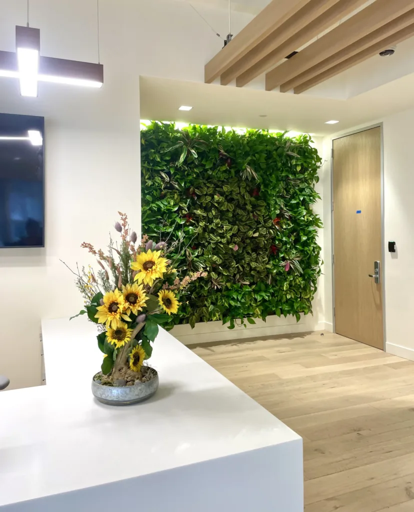 preserved foliage arrangement office interior biophilic design