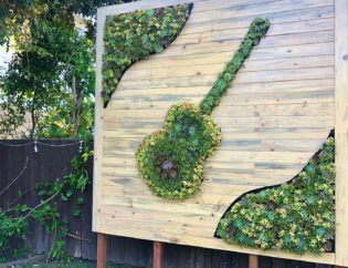 Privacy Living Wall with Succulents. Vertical Garden Solutions provided custom shaped living walls to clients in San Diego and Los Angeles.