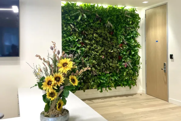 Green Wall for office with preserved flower arrangement
