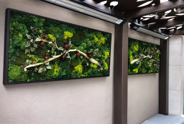 Preserved Moss Walls with Foliage and Driftwood at Residence